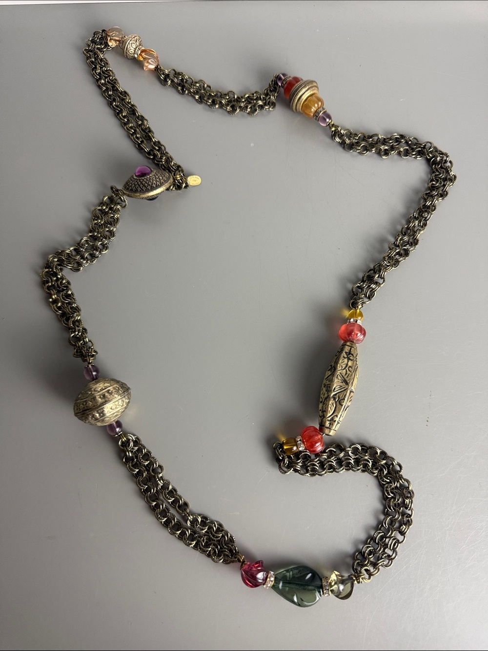 Vintage Signed Heidi Daus Jim Walters Beaded Multi Link Mesh Chain Necklace